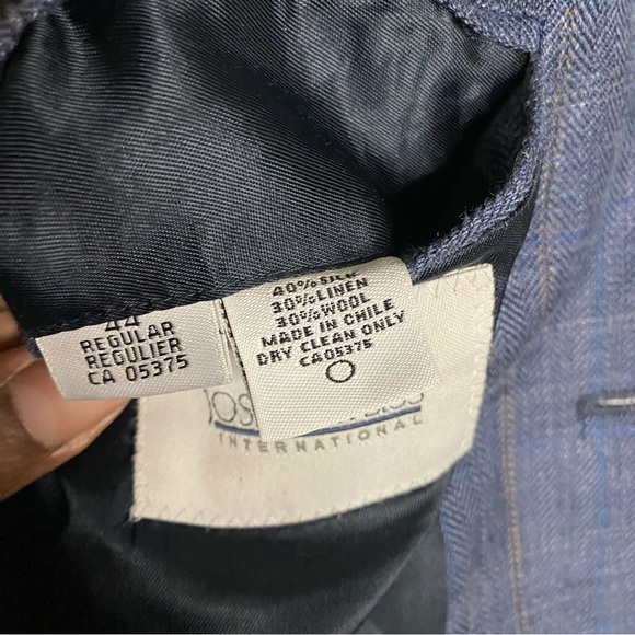 Joseph & Feiss Men's Blue Plaid Notch Lapel Wool Blazer - Picture 8 of 10